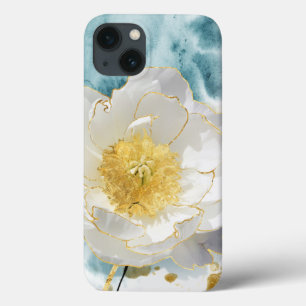 Elegant Simple White Blume Luxury Gold Wasserfarbe Case-Mate iPhone Hülle
