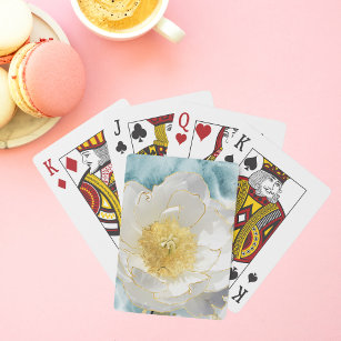 Elegant Simple White Blume Luxury Gold Wasserfarbe Spielkarten