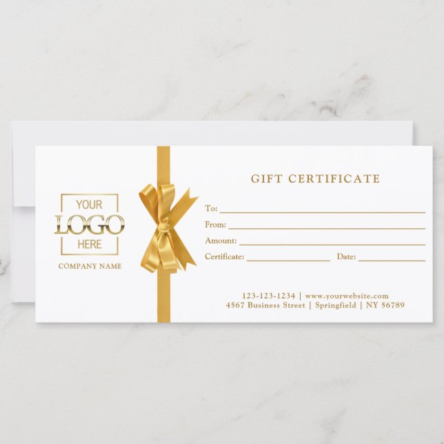 Elegant Simple White Business Gift Certificate (Vorderseite)