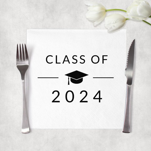 Elegant Simple White Class 2025 Graduation Party Serviette (Elegant Simple White Class 2025 Graduation Party Napkins
)