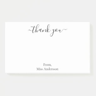 Elegant Simple White Dankeschön-Script Post-it Klebezettel