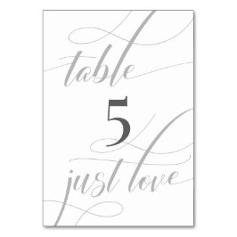 Elegant Simple White Gray Minimalistische Kalligra Tischnummer