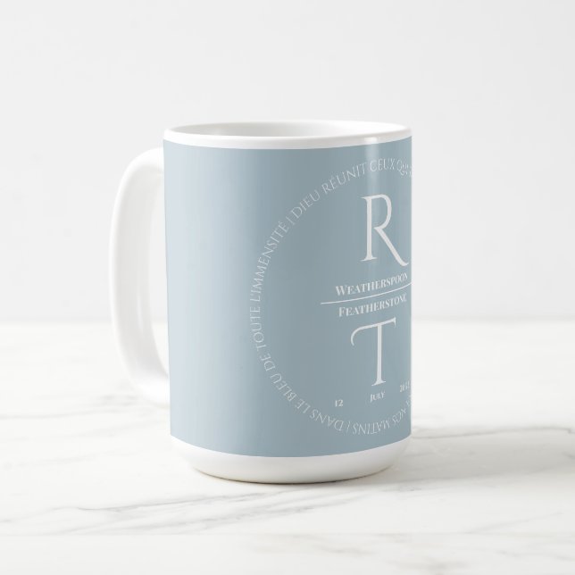Elegant Simple White Gray Script Wedding Kaffeetasse (Vorderseite Links)