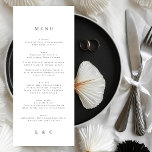 Elegant Simple White Monogram Wedding Menükarte<br><div class="desc">slim menu to match the collection
*if you would like more paper options this design can be transferred to a slim program
*or for more help contact me</div>