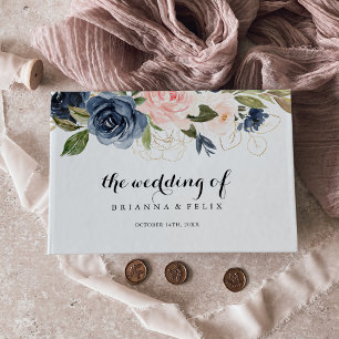 Elegant Simple Winter Floral Calligraphy Wedding Gästebuch