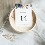 Elegant Simple Winter Floral Calligraphy Wedding Tischnummer<br><div class="desc">Diese elegante,  schlichte Tischnummer mit Blumenkalligraphie ist perfekt für eine Hochzeit. Das Design ist in dunkelblau,  blau,  blau,  navy,  rosa,  rot,  goldgelb und grün,  Blume gehalten und in eleganten Bouquets untergebracht. Das ist eine zweiseitige Tischnummer. Fügen Sie jede benötigte Tischnummer individuell in Ihren Warenkorb.</div>