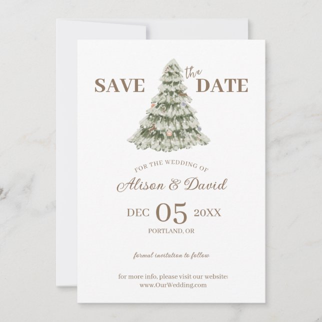 Elegant Simple Winter Wedding Save the Date Einladung (Vorderseite)