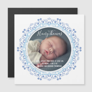 Elegant Simple Wreath Blue Einfach Sweet Baby Magneteinladung