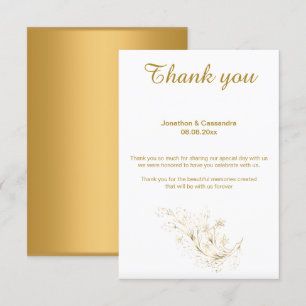 ELEGANT SIMPLES GOLD BLATT GOLD RÜCKSEITE DANKE EINLADUNG