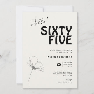 Elegant Sixty Five Fett Typography 65. Geburtstag Einladung