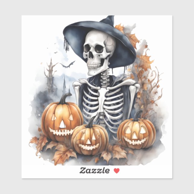 Elegant Skeleton Halloween Wassercolor Aufkleber (Blatt)