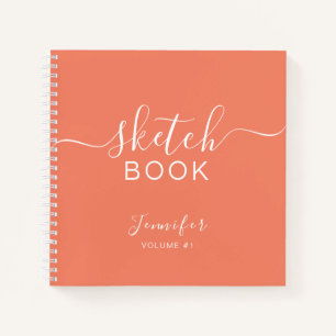 Elegant Sketchbook Ihr Name Script Coral Notizbuch
