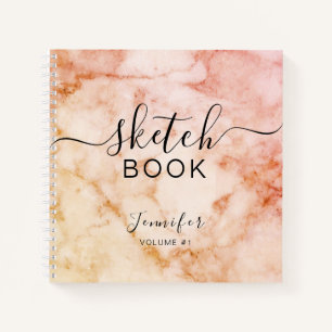 Elegant Sketchbook Ihr Name Script Marble Notizbuch