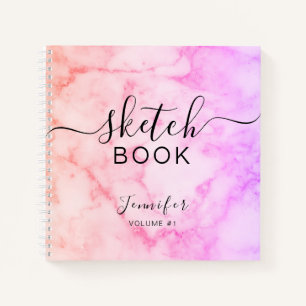 Elegant Sketchbook Ihr Name Script Marble Notizbuch