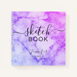 Elegant Sketchbook Ihr Name Script Marble Notizbuch