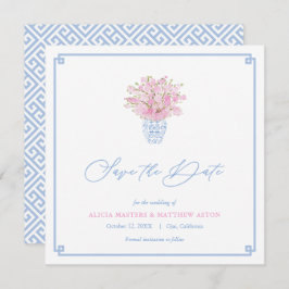 Elegant Sky Blue Ballet Pink Ginger Jar Wedding Save The Date