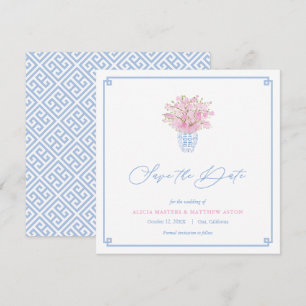 Elegant Sky Blue Ballet Pink Ginger Jar Wedding Save The Date