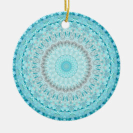 Elegant Sky Blue Crystal Mandala Keramik Ornament