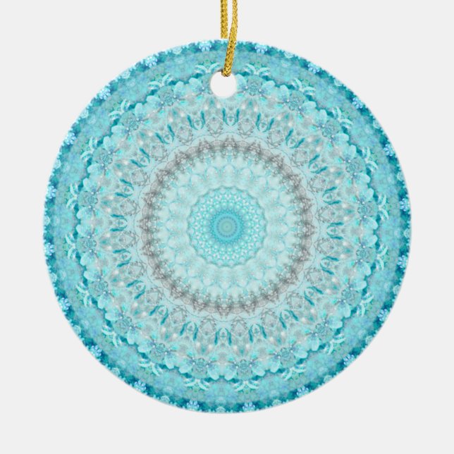 Elegant Sky Blue Crystal Mandala Keramik Ornament (Vorne)