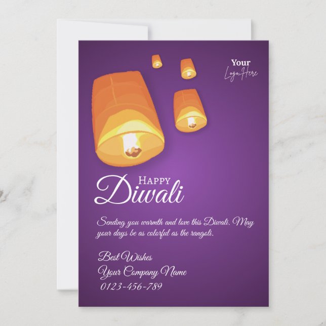 Elegant Sky Lantern Diwali Greeting Card Dankeskarte (Vorderseite)