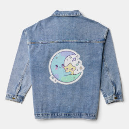Elegant Sleeping Moon & Stars Women's Denim Jacket Jeansjacke