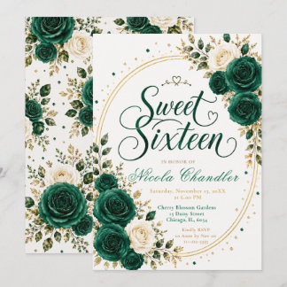 Elegant Smaragd Sweet 16 Einladung