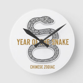 Elegant Snake - Luxury Chinese Zodiac Art & Mystic Runde Wanduhr