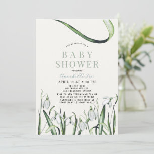 Elegant Snowdrops Wassercolor Baby Shower Einladung