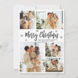 Elegant Snowflake 5 Photo Collage Christmas    Feiertagskarte
