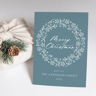 Elegant Snowflake Wreath Frost Blue Non-Photo Feiertagskarte