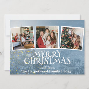 Elegant Snowman Joy Christmas Family Foto Collage Feiertagskarte