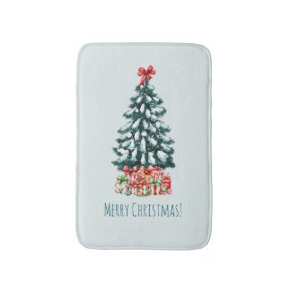 Elegant Snowy Christmas Tree Badematte