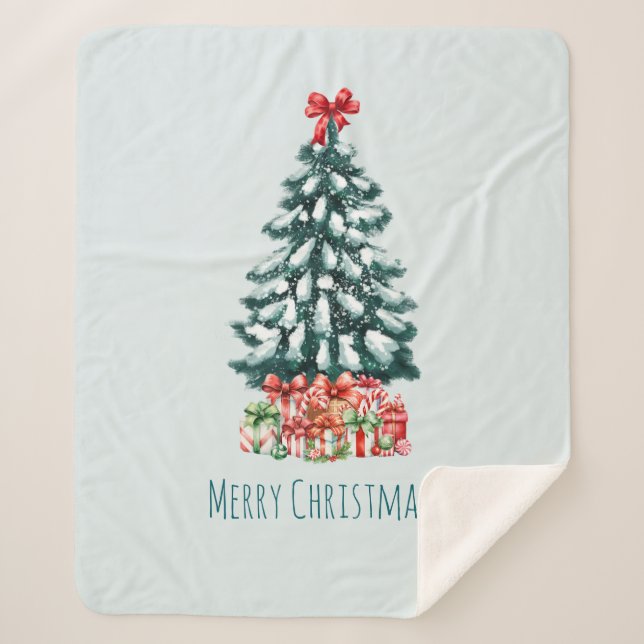 Elegant Snowy Christmas Tree Sherpadecke (Vorderseite)