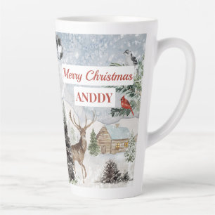 Elegant Snowy Wintery Merry Christma Red Kardinal Milchtasse