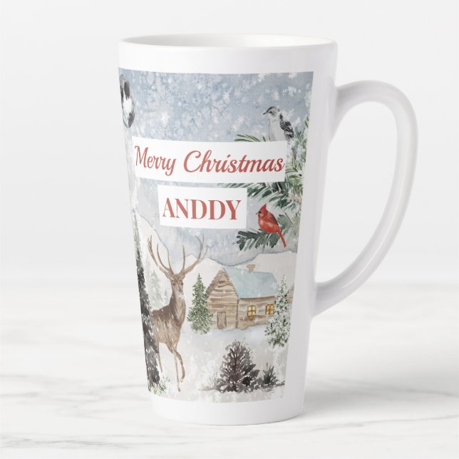 Elegant Snowy Wintery Merry Christma Red Kardinal Milchtasse (Rechts)