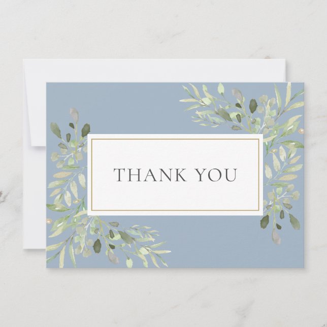 Elegant Soft Blätter Grüne Vielen Dank Dankeskarte (Vorderseite)