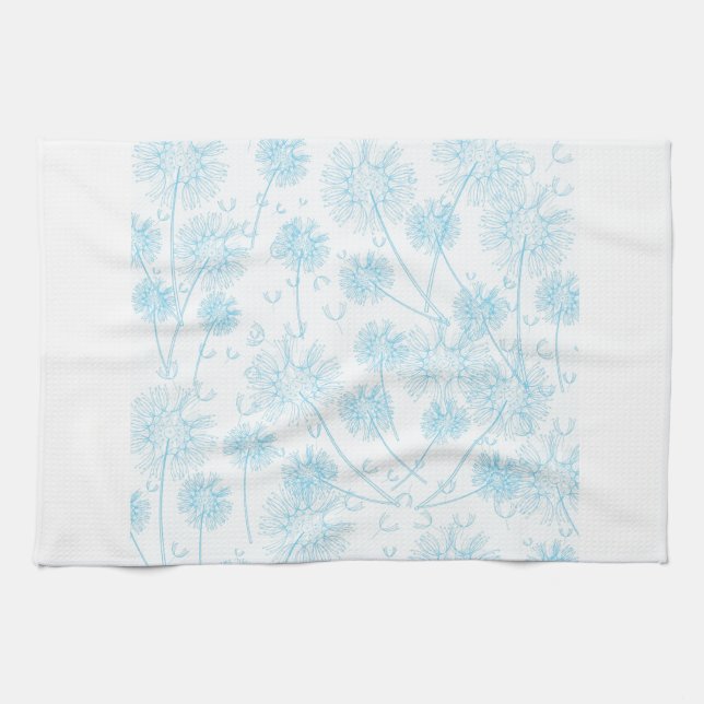 Elegant Soft Blue Dandelion Geschirrtuch (Horizontal)