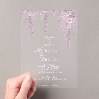 Elegant Soft Blush Lavender Floral Wedding Acryleinladungen