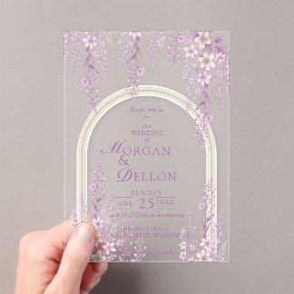 Elegant Soft Blush Lavender Floral Wedding Acryleinladungen