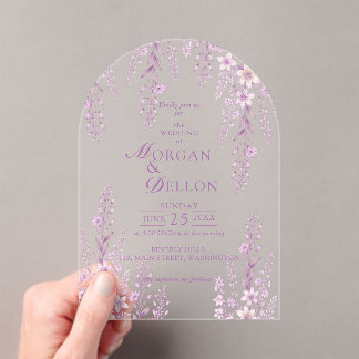 Elegant Soft Blush Lavender Floral Wedding Acryleinladungen