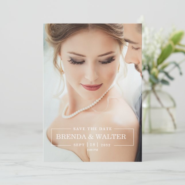 Elegant Soft Focus Custom Photo Portrait Wedding Einladung (Stehend Vorderseite)