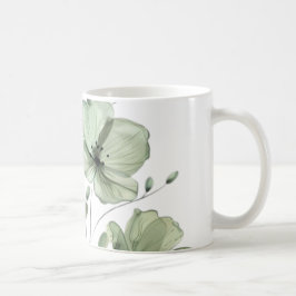 Elegant Soft Green Floral Illustration Coffee Mug Kaffeetasse