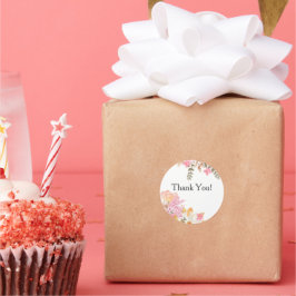 Elegant Soft Pink Bouquet Vielen Dank Runder Aufkleber
