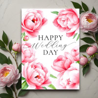 Elegant Soft Pink Peony Wedding Gratulation