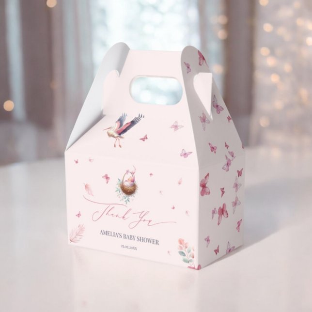 Elegant Soft Pink Stork Vielen Dank Geschenkschachtel (Von Creator hochgeladen)