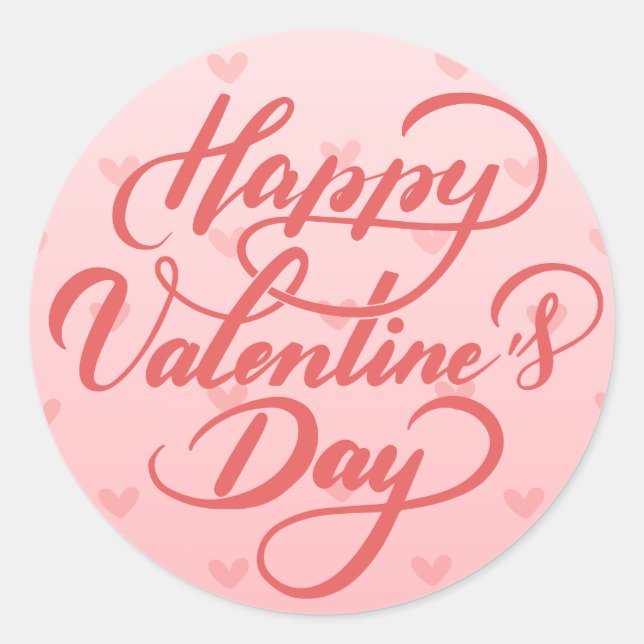 Elegant Soft Red Happy Valentine's Day Stickers (Vorderseite)