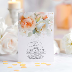 Elegant Soft Terracotta Floral Boho Baby Shower Einladung