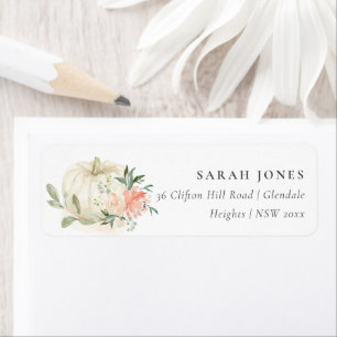Elegant Soft White Pumpkin Blush Floral Address L