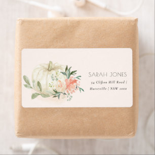 Elegant Soft White Pumpkin Blush Floral Address La