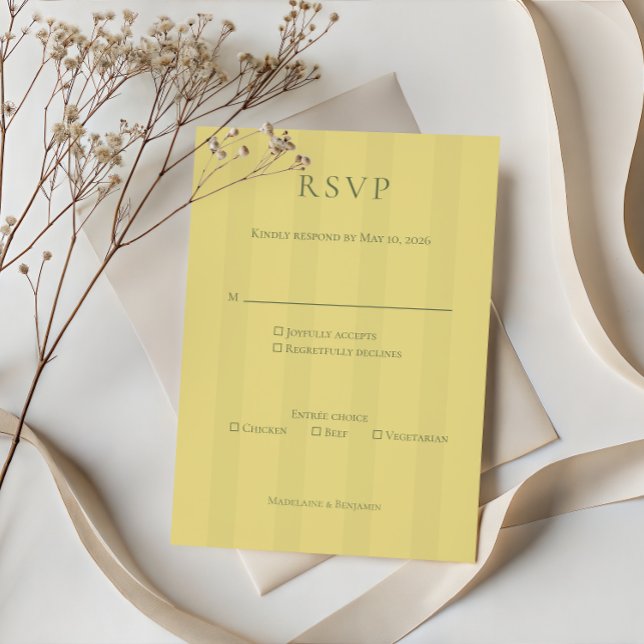 Elegant Soft Yellow Wedding RSVP Card (Von Creator hochgeladen)